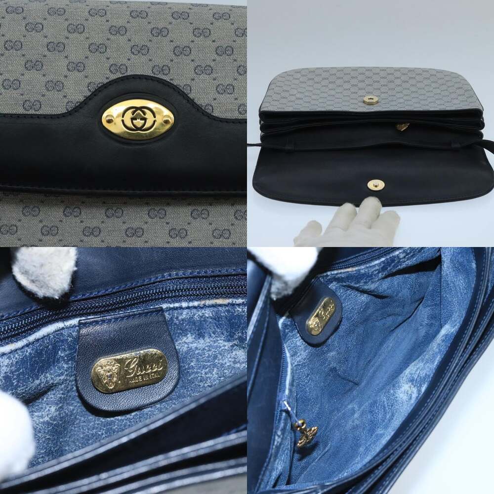 GUCCI Micro GG Supreme Shoulder Bag Pvc Navy Gold - Picture 11 of 13